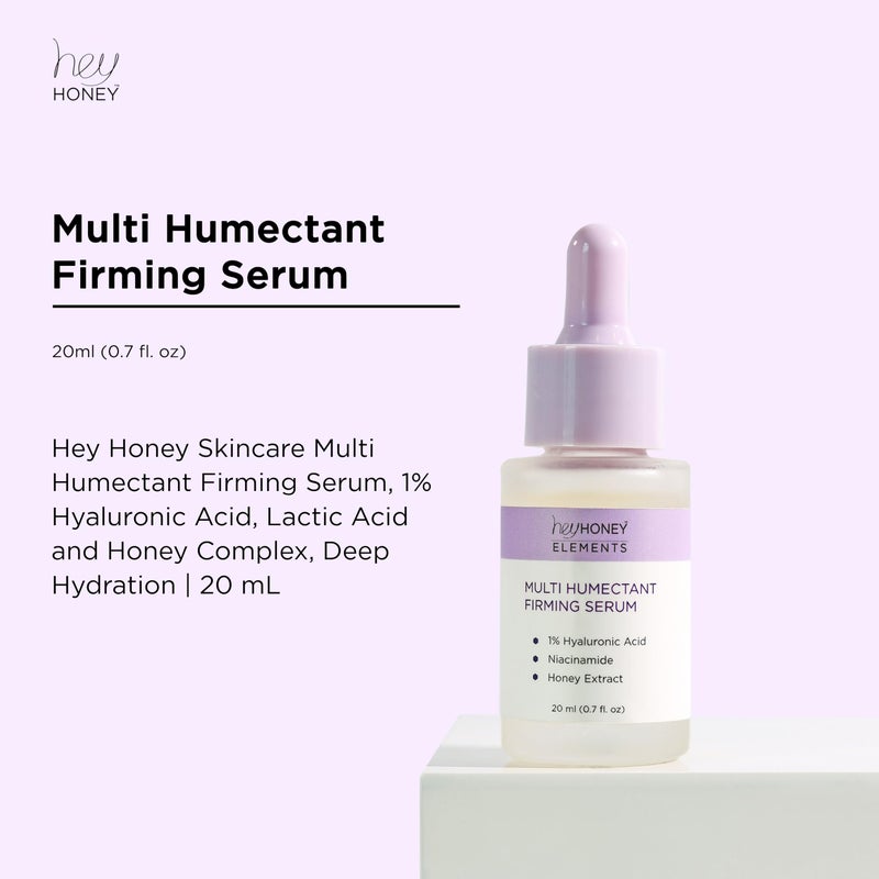 Hey Honey Multi Humectant Firming Serum: 1% Hyaluronic Acid Urea Lactic Acid & Honey Complex for Deep Hydration, Plumping & Skin Barrier Support | 20 mL / 0.68 fl oz - Image 3